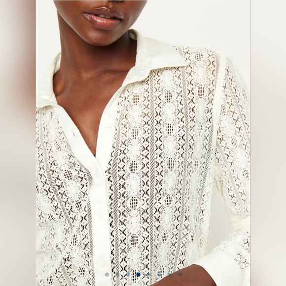 Women's Tall Lace Button-Up Blouse Sz Large - Picture 6 of 8